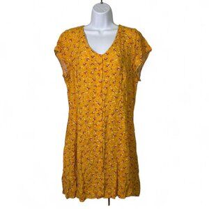 Band of Gypsies Yellow Floral Button Down Mini Dress